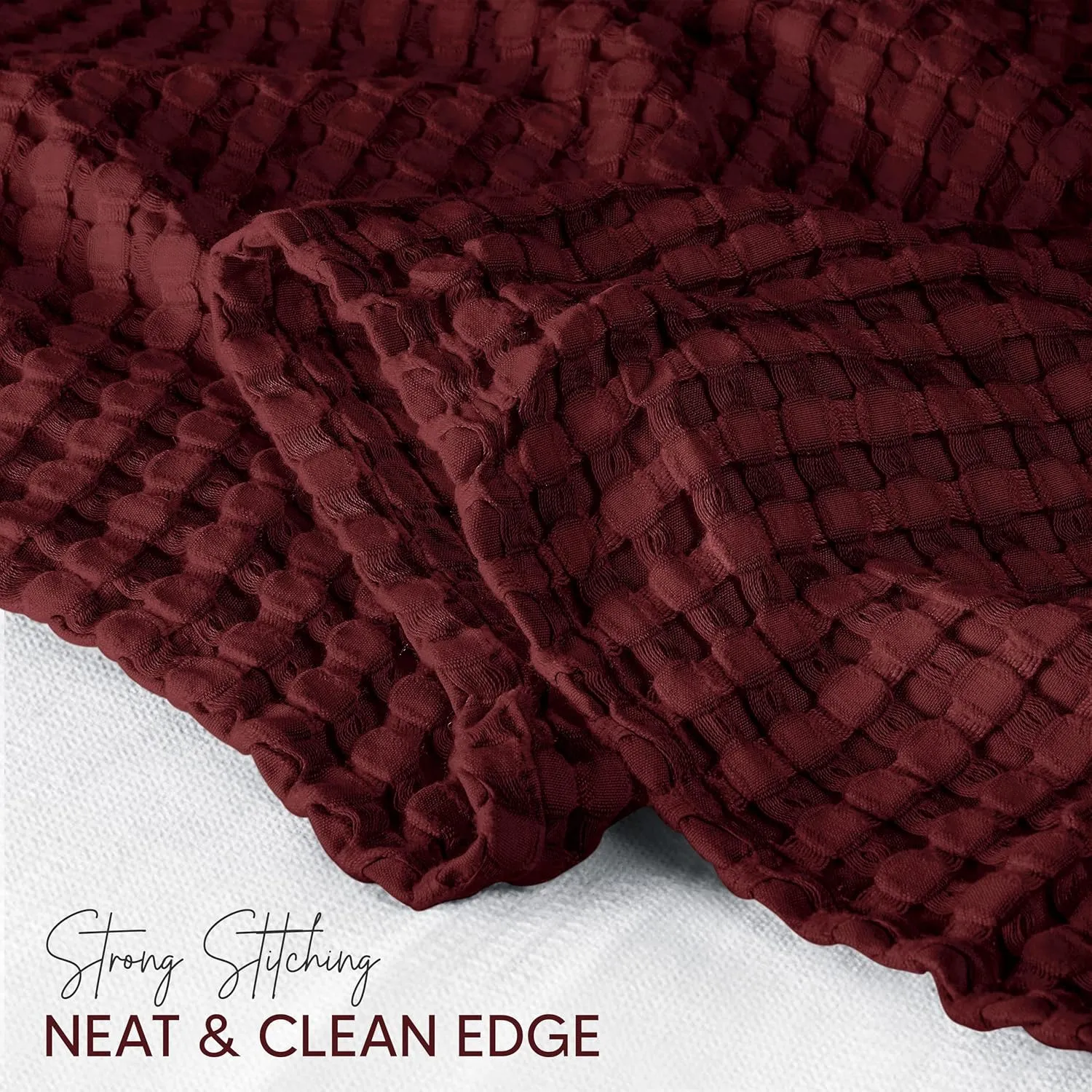 Utopia Bedding Burgundy 100% Cotton Waffle Blanket 300 GSM [Twin - 90x72 Inch] Soft Lightweight Breathable Bed Blanket for All Season