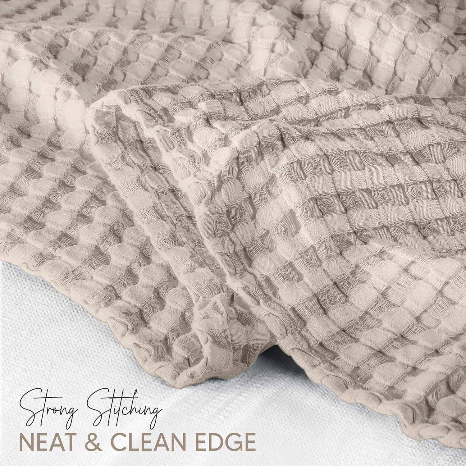 Utopia Bedding Khaki 100% Cotton Waffle Blanket 300 GSM [Twin - 90x72 Inch] Soft Lightweight Breathable Bed Blanket for All Season