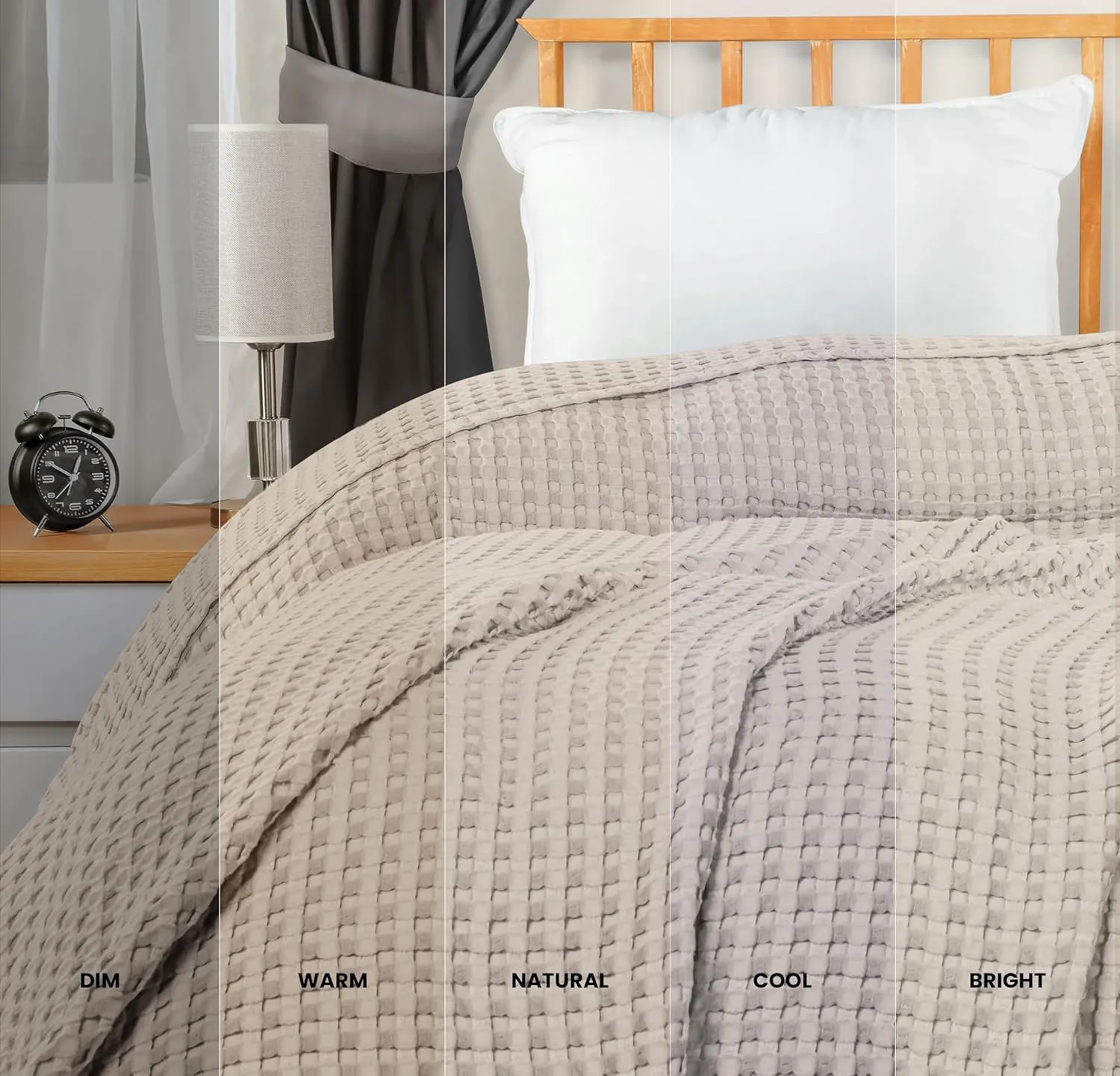 Utopia Bedding Khaki 100% Cotton Waffle Blanket 300 GSM [Twin - 90x72 Inch] Soft Lightweight Breathable Bed Blanket for All Season