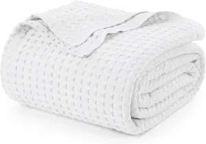 Utopia Bedding White 100% Cotton Waffle Blanket 300 GSM [Twin - 90x72 Inch] Soft Lightweight Breathable Bed Blanket for All Season