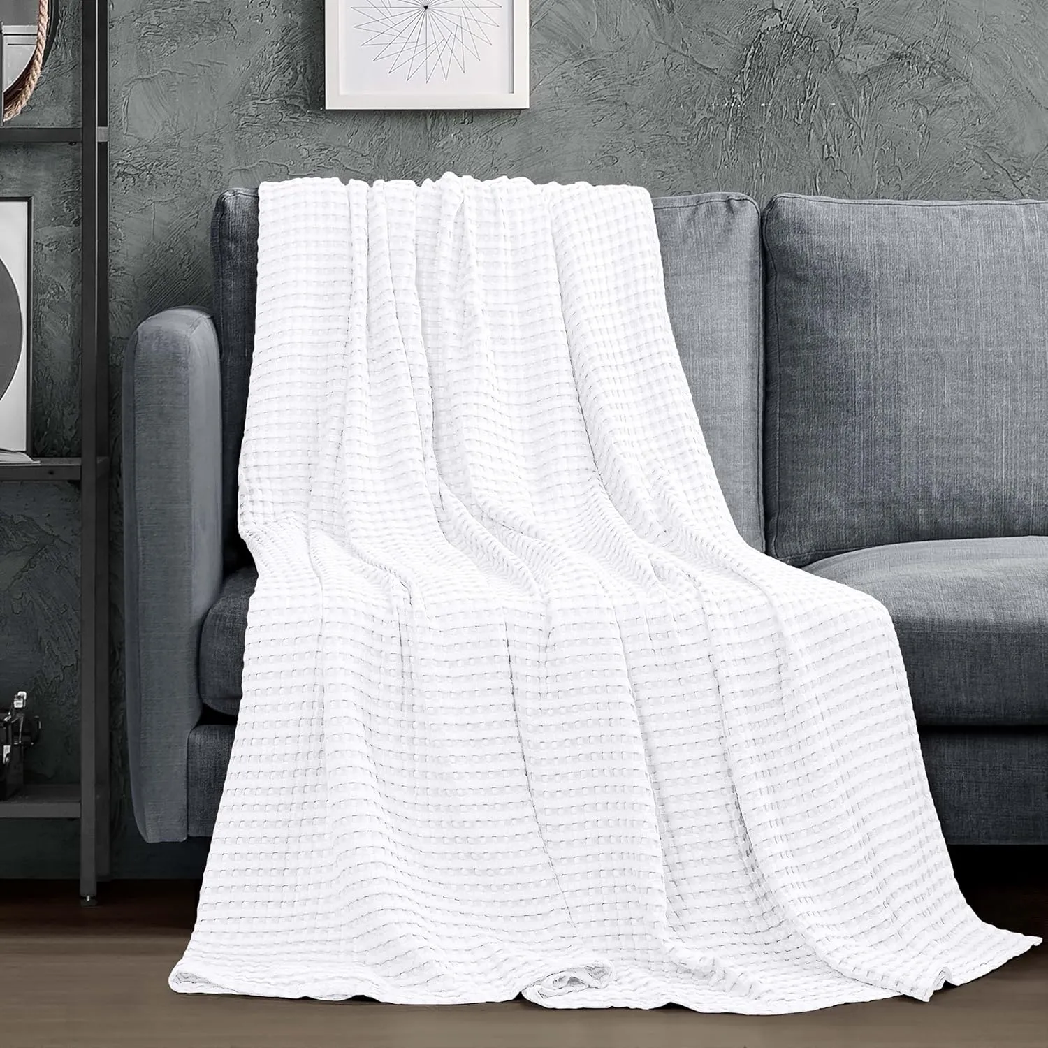 Utopia Bedding White 100% Cotton Waffle Blanket 300 GSM [Twin - 90x72 Inch] Soft Lightweight Breathable Bed Blanket for All Season