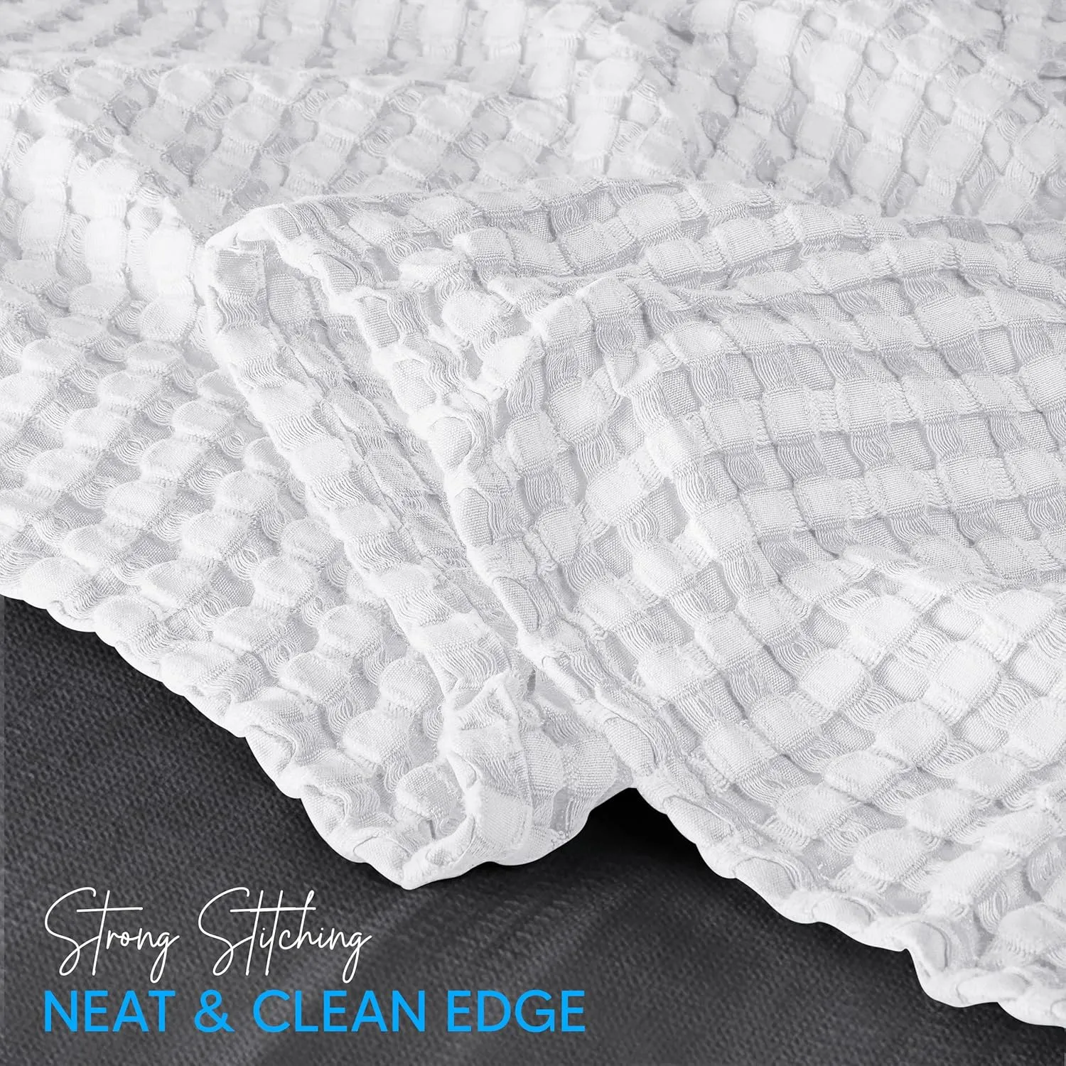 Utopia Bedding White 100% Cotton Waffle Blanket 300 GSM [Twin - 90x72 Inch] Soft Lightweight Breathable Bed Blanket for All Season