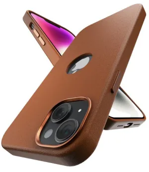 Vaku® Apple iPhone 14 Plus Lexza Premium Leather Logocut Shockproof TPU Hybrid Case Back Cover