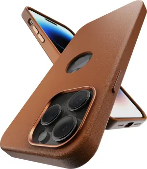 Vaku® Apple iPhone 14 Pro Max Lexza Premium Leather Logocut Shockproof TPU Hybrid Case Back Cover