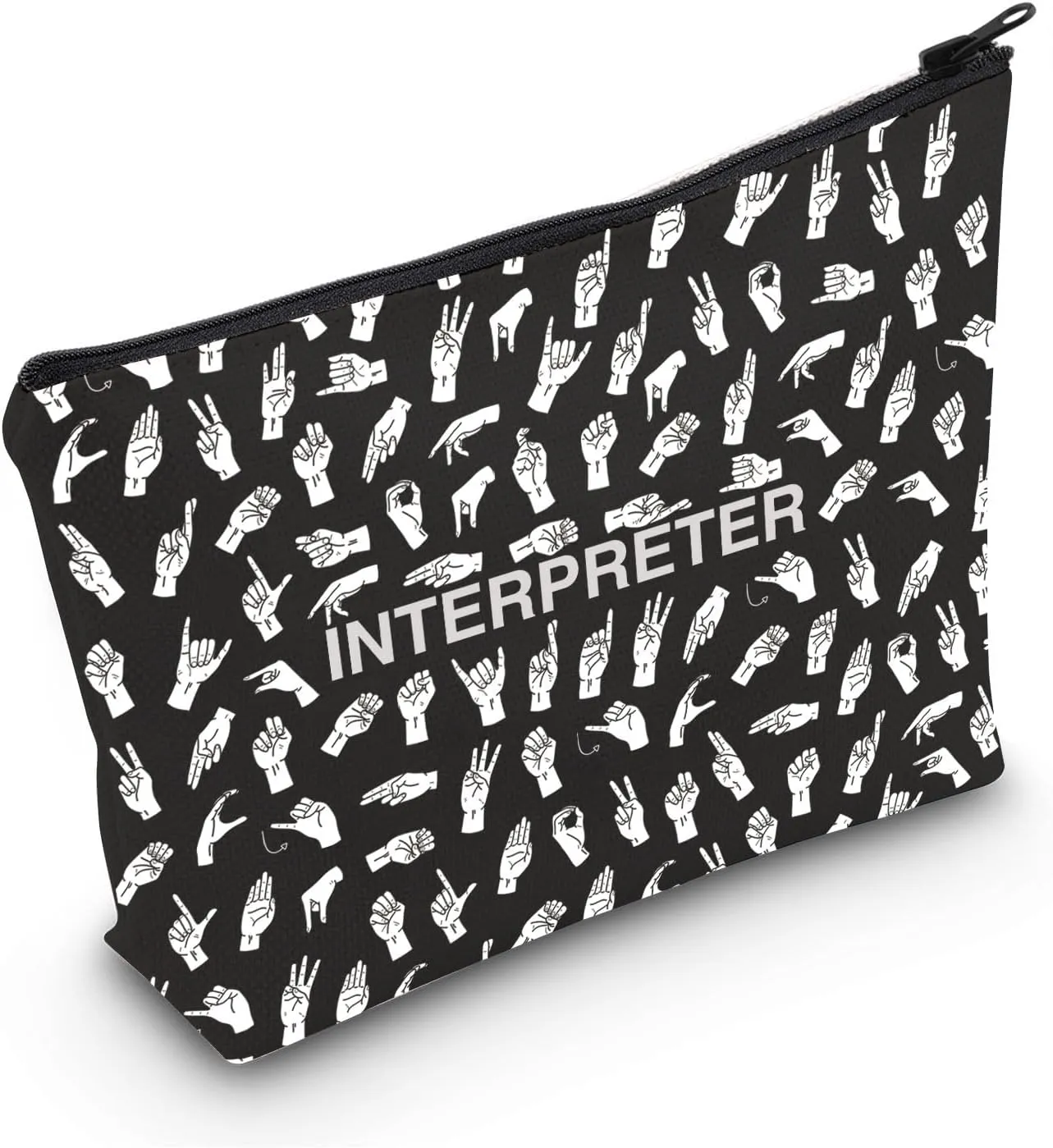 VAMSII Interpreter Gift Sign Language Gift ASL Gift American Sign Language Zipper Pouch Makeup Bag (interpreter bag)