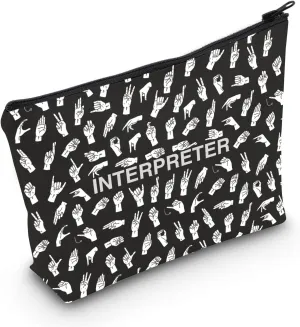 VAMSII Interpreter Gift Sign Language Gift ASL Gift American Sign Language Zipper Pouch Makeup Bag (interpreter bag)
