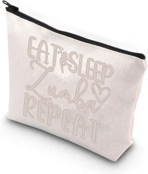 VAMSII Zumba Themed Lover Gift Zumba Dance Fitness Coach Eat Sleep Zumba Repeat Zipper Bag (Zumba Repeat)