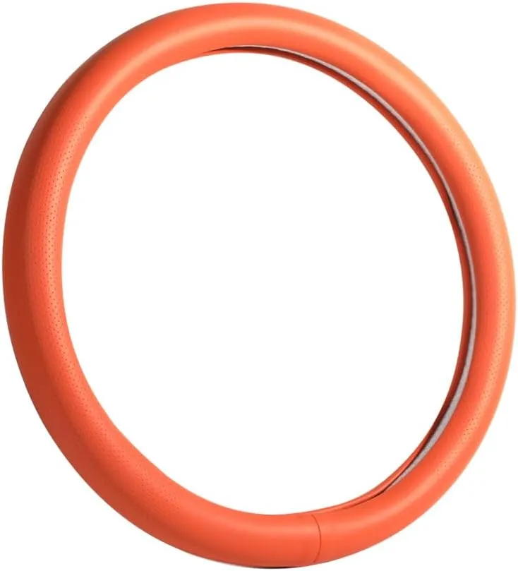 VARGTR Car Steering Wheel Cover,Universal 15 Inch Premium Leather Car Steering Wheel Cover,Best Grip,Perforated Design,Breathable,Non-Slip,Sweat-Absorbent,Warm in Winter and Cool in Summer (Orange)