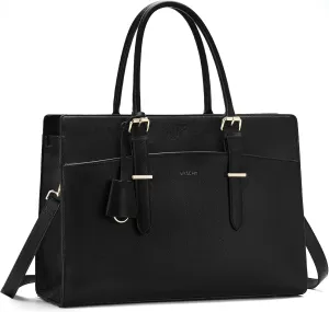 VASCHY Laptop Bag for Women, Vegan Leather 15.6 Inch Computer Large Work Tote Purse Business Briefcase Handbag Shoulder Bag