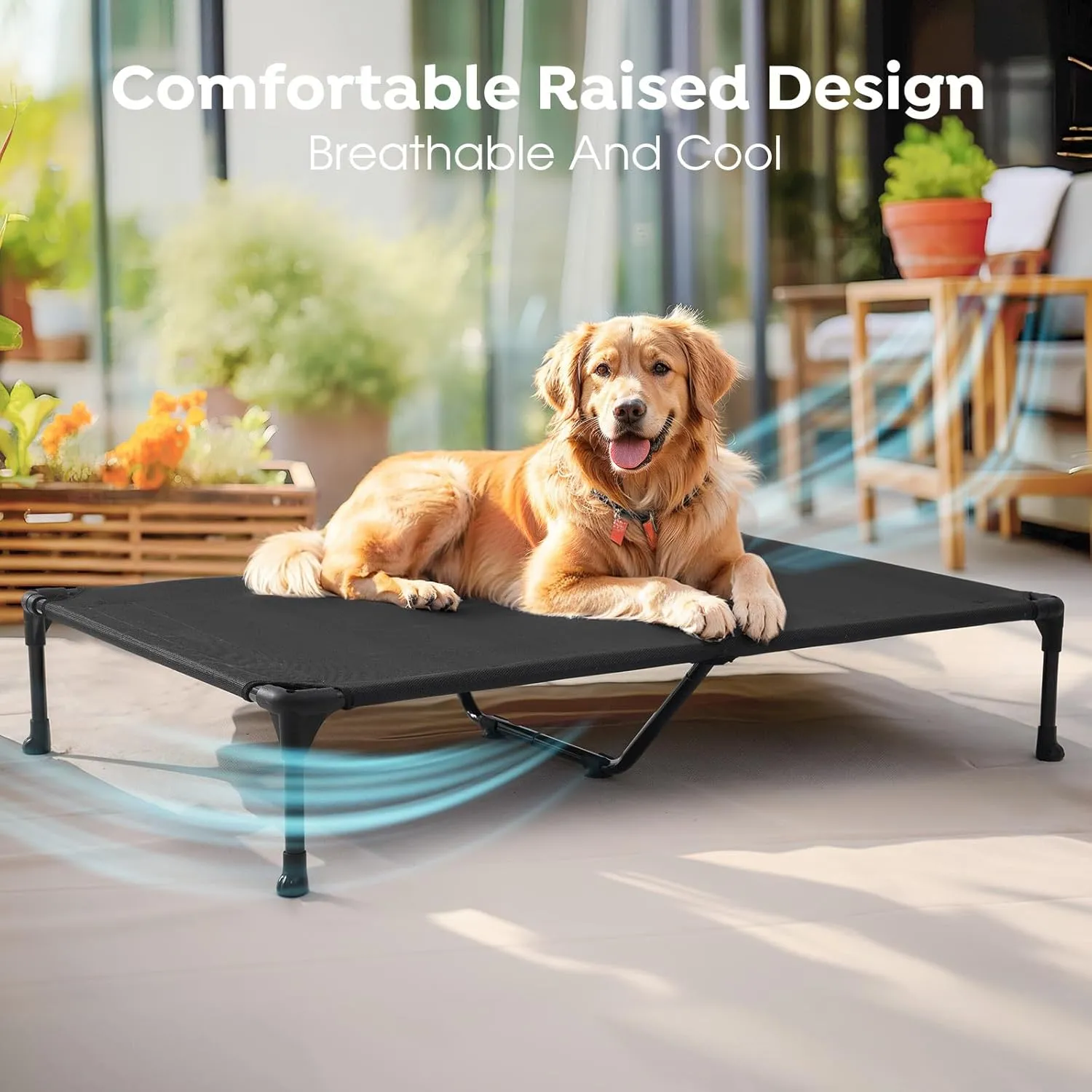 Veehoo Cooling Elevated Dog Bed, Portable Raised Pet Cot with Washable & Breathable Mesh, No-Slip Feet Durable Dog Cots Bed for Indoor & Outdoor Use, X Large, CWC1803-XL