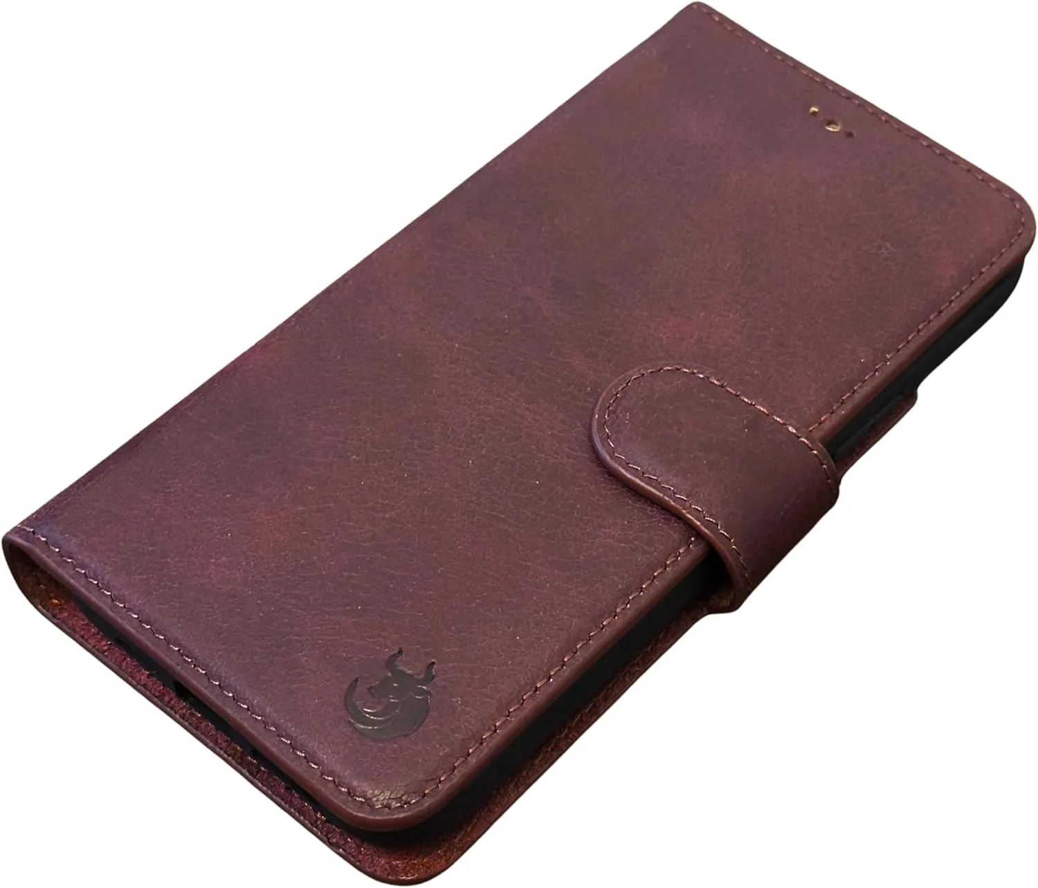 Vegas Wallet Phone Case Compatible with iPhone 15 Pro Max 6.7in – Elegant Full-Grain Leather Phone Case Wallet – Card Holder Wallet RFID Blocking with Kickstand, Card Slots (Purple)