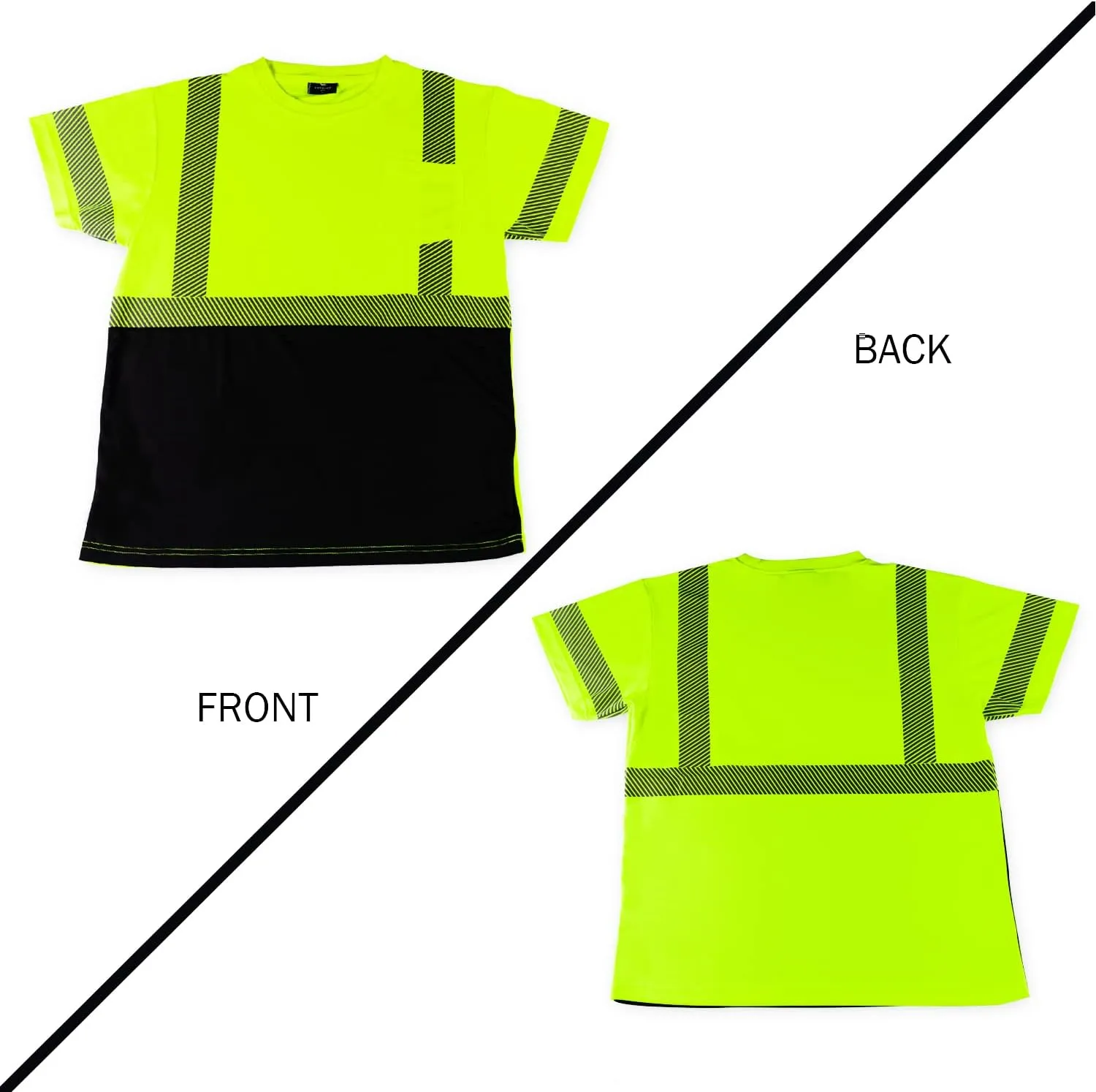 VENDACE Hi Vis Reflective Safety Shirts for Men ANSI Class 3 High Visibility Construction Work T Shirt(Yellow,L)