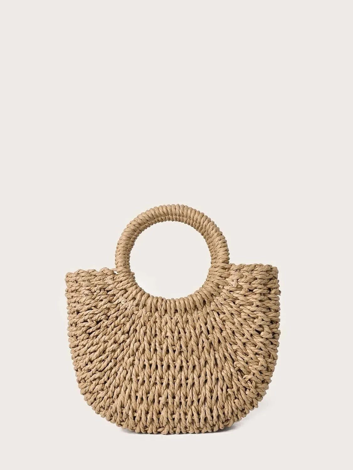 Verdusa Women's Half Round Straw Crossbody Bags Travel Beach Purse Shoulder Bag