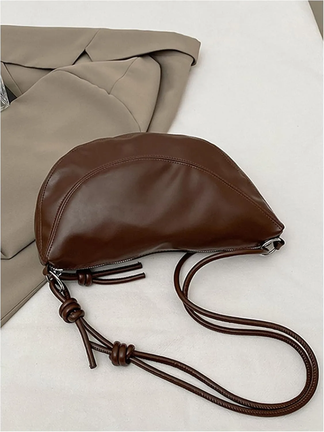 Verdusa Women's Hobo Crescent Handbag PU Leather Shoulder Bag Purse with Zipper