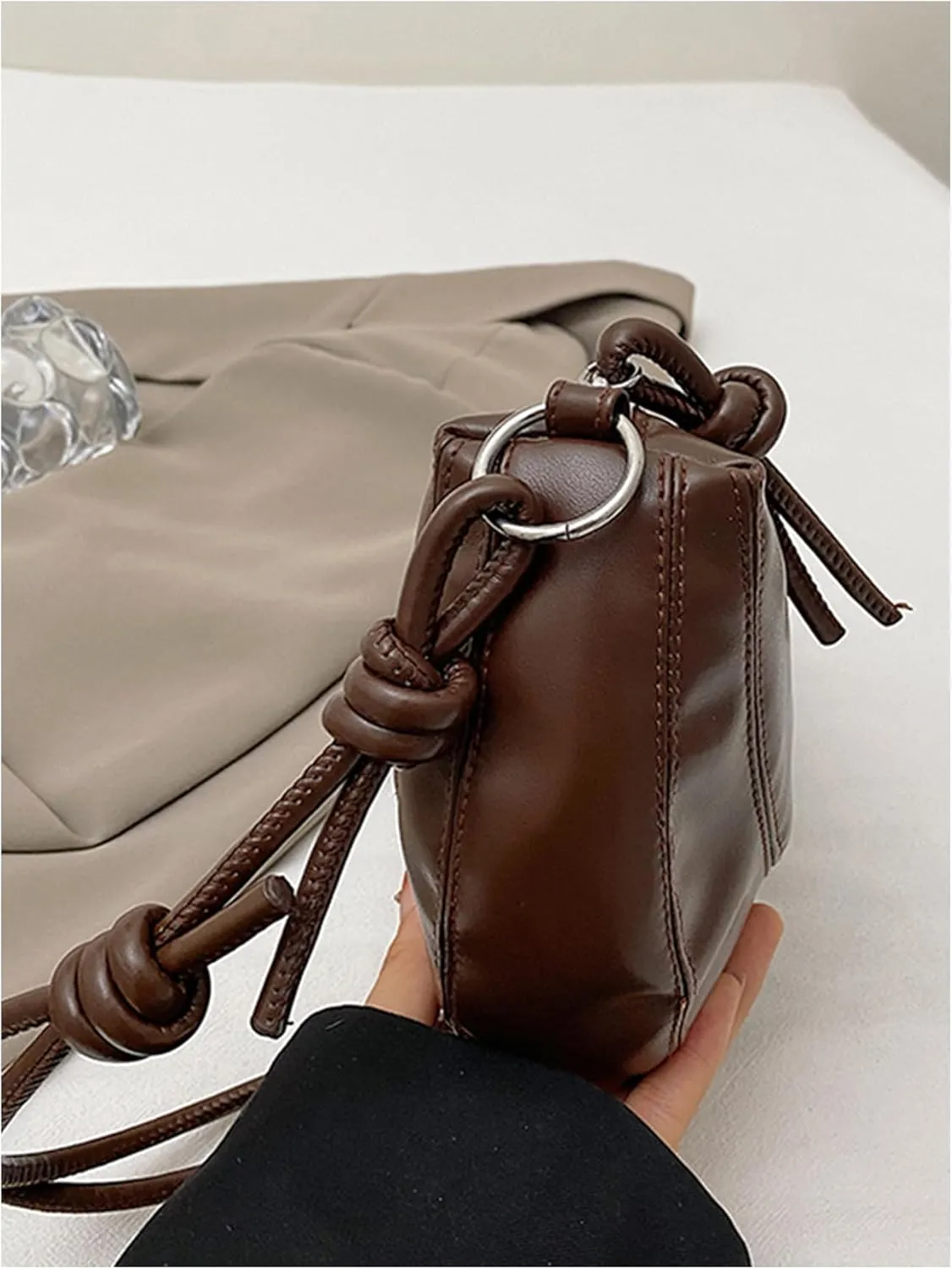 Verdusa Women's Hobo Crescent Handbag PU Leather Shoulder Bag Purse with Zipper