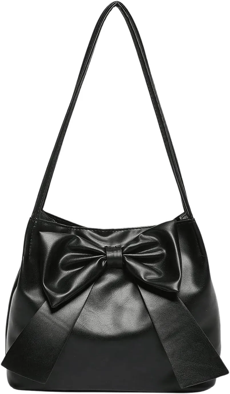 Verdusa Women's PU Leather Shoulder Tote Bags Bow Satchel Purses