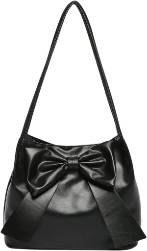 Verdusa Women's PU Leather Shoulder Tote Bags Bow Satchel Purses