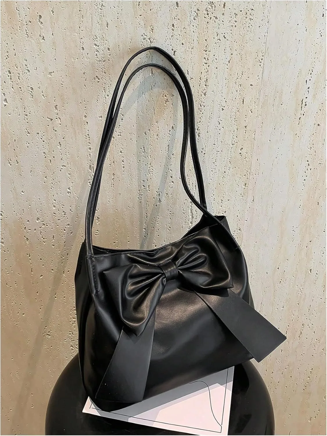 Verdusa Women's PU Leather Shoulder Tote Bags Bow Satchel Purses