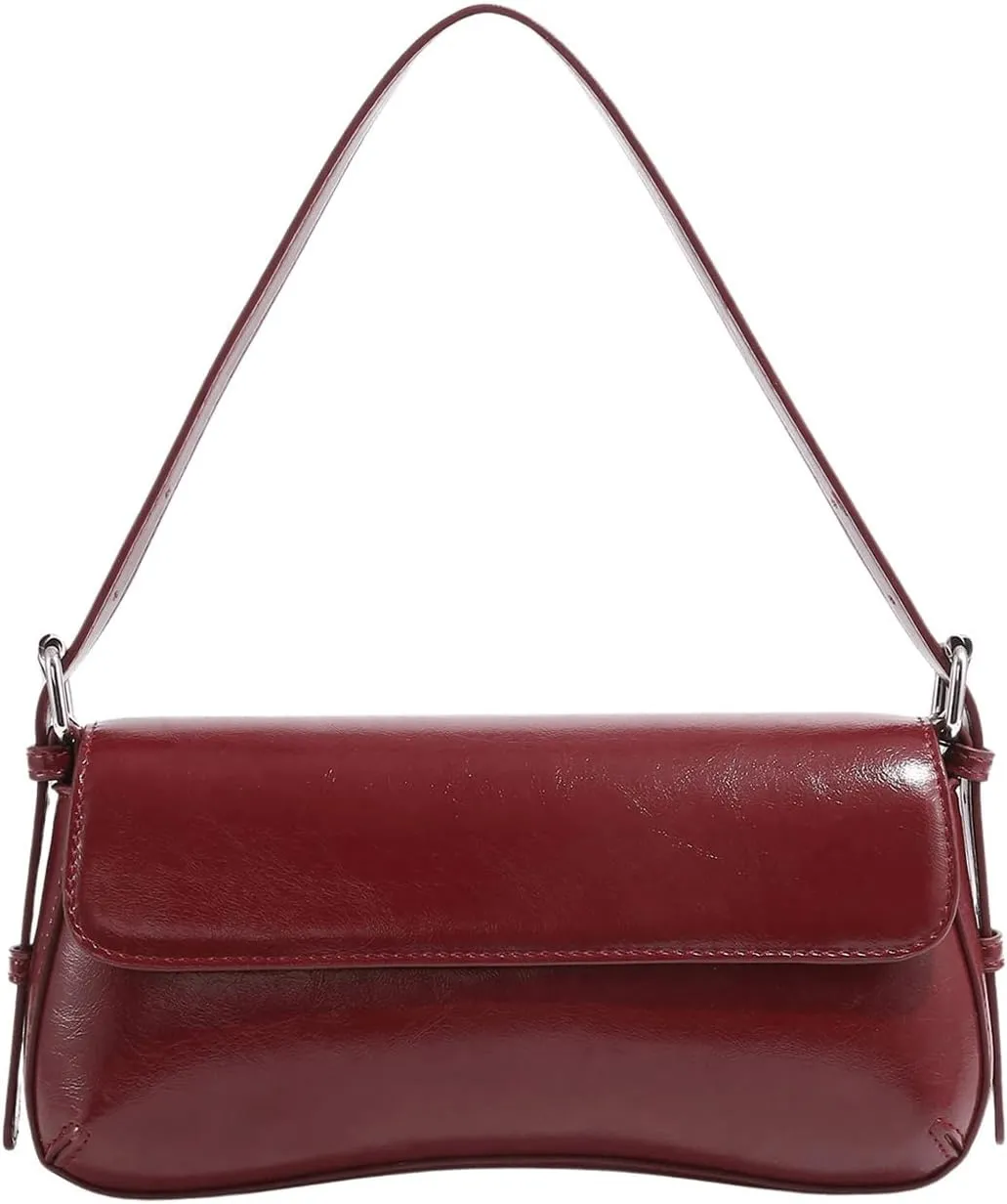Verdusa Women's Retro Faux Oiled Leather Tote Handbag Flap Underarm Shoulder Bags