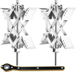 VEVOR Camper Wheel Chock Stabilizer, X-Shaped RV Stabilizer Wheel Chock, Fit for 1.5" to 10" Tire Space, 2 Sets of Wheel Chocks with Ratchet Wrench and Storage Bag for Campers Travel Trailers Trucks