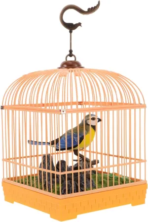 VICASKY Sound Activated Singing Bird Toy Motion-Activated Interactive Birdcage Realistic Movements Sounds Compact Desktop Decoration for Boys and Girls Portable Aesthetic Home Decor
