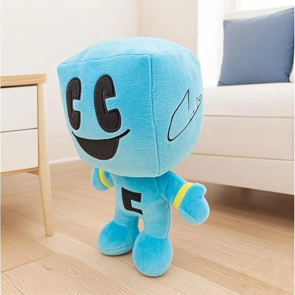 Video Game Character Plush Toy, Plush Animal Soft Plush Toy Cute Hug Pillow, 3D Smiley Design, Favorite Gift for Boys and Girls (Blue)