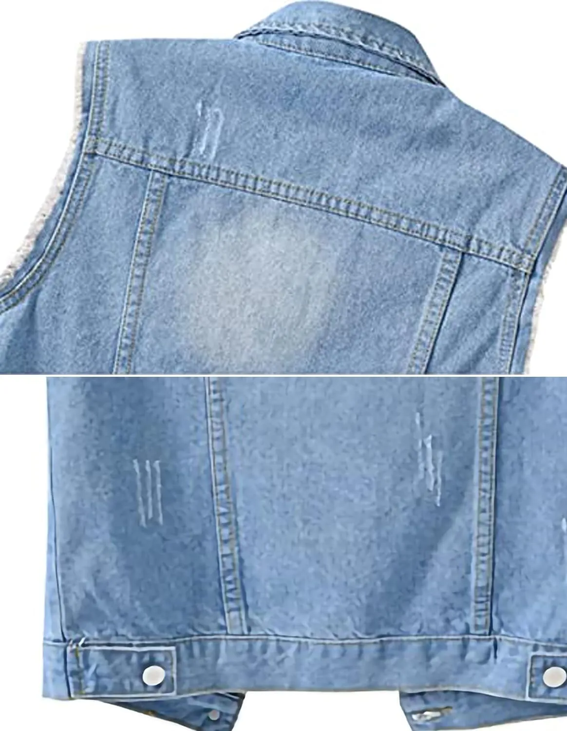 VIEWON Women's Casual Denim Waistcoat Frayed Sleeveless Ripped Jacket Vest with Pockets