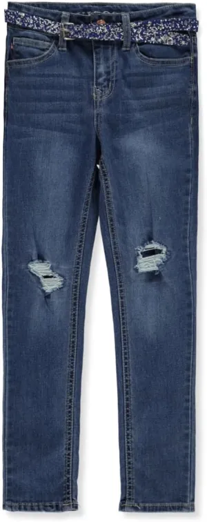 VIGOSS Girls' Glitter Belt High Rise Jeans