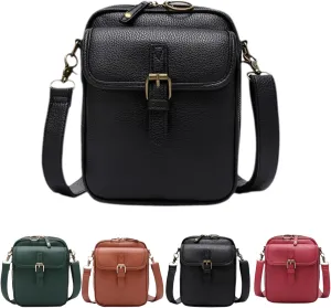 Vintage Double Layer Large Capacity Mini Messenger Bag,2025 New Leather Purse Crossbody Shoulder Bag for Outdoor Travel