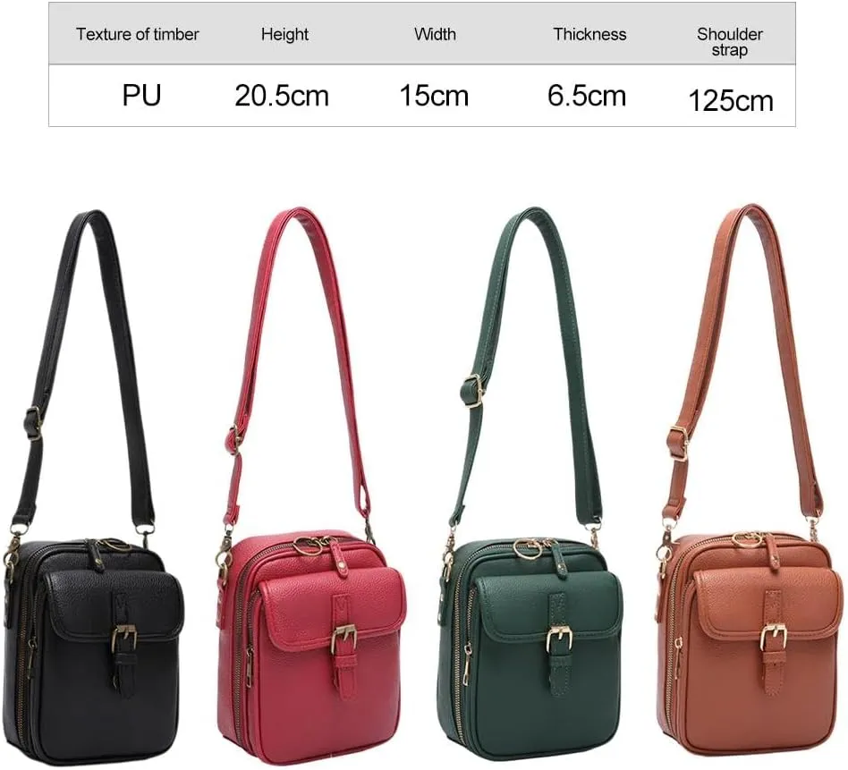 Vintage Double Layer Large Capacity Mini Messenger Bag,2025 New Leather Purse Crossbody Shoulder Bag for Outdoor Travel