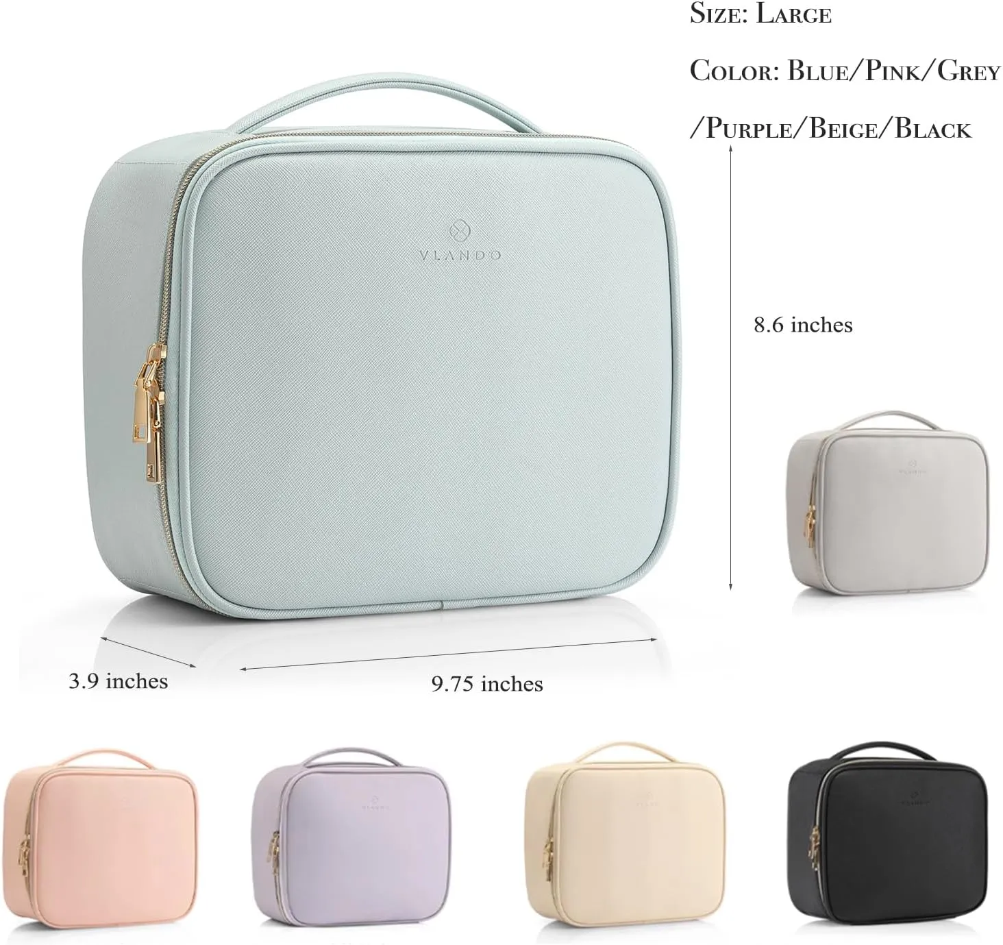 Vlando Toiletry Bag, Large Wash Bag, Travel Cosmetic Make-up Bag, Multi-compartment with Dividers for Cosmetics Makeup Brushes Toiletry Jewelry Accessories (Milk Tea, Large)