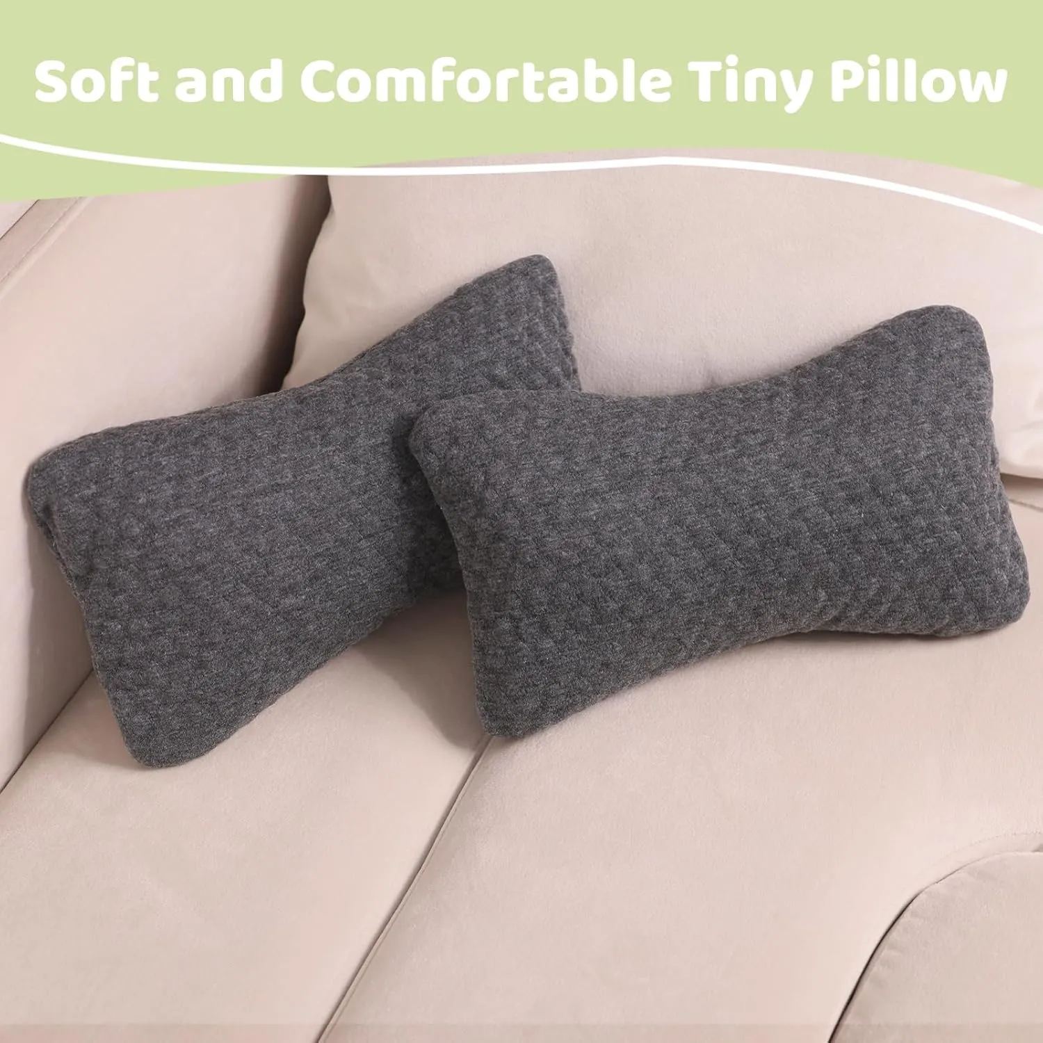 vocheer Small Pillows for Sleeping, 11"x 7" Mini Travel Pillow, Tiny Pillows for Neck, Wrist, Lumbar and Knee, Pets Pillow, Cotton, Machine Washable,Dark Grey-1PC