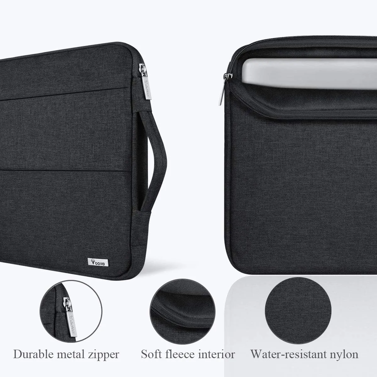 Voova 15.6 16 Inch Laptop Sleeve Carrying Case, Waterproof Computer Cover Bag Compatible with MacBook Pro 16 M3 M2 M1 Pro/Max 2023-2019, Dell XPS 15,15-16 Inch Hp Lenovo Acer Asus Chromebook, Black