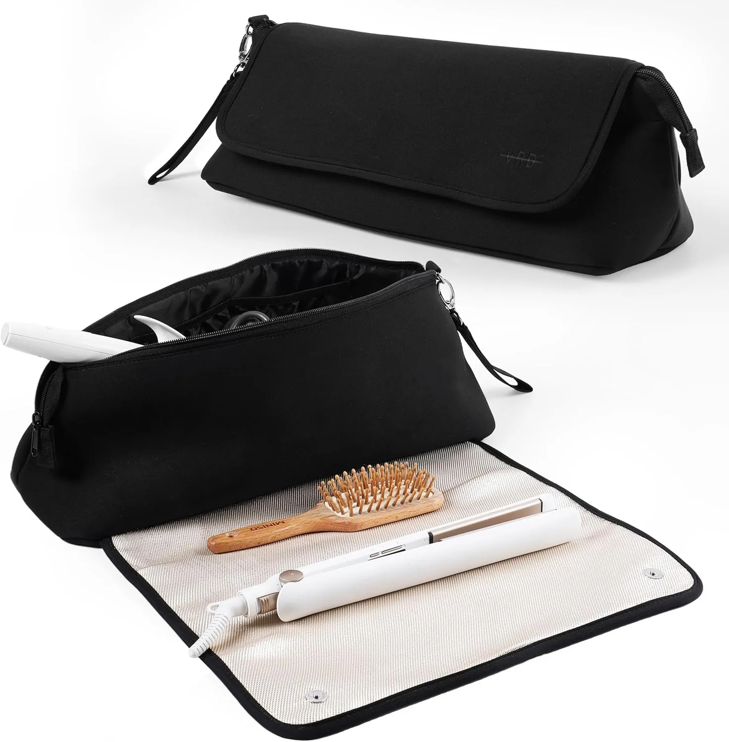 VRD Hair Tools Travel Bag with Fireproof Mat for Hot Hair Tools and Hair Care Accessories, Curling Iron Case