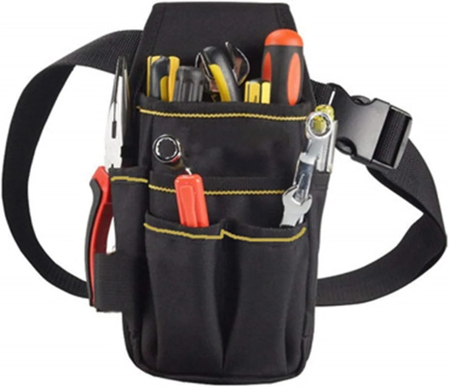 Waist Bag,Canvas Tool Pocket Pouch Belt Mini Pocket Tool Bag with 6 Pockets Adjustable Nylon Belt,Electrician Pouch for Electricians, Technician, Carpenters