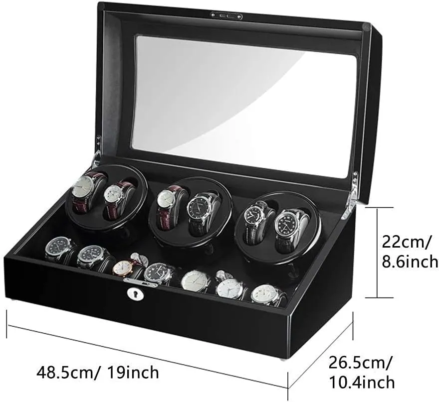 Watch Winder Automatic Watch Winder for 6 Watches   7 Storage Wood Shell Piano Paint Exterior Extremely Silent Motor Large Capacity Watch Winder
