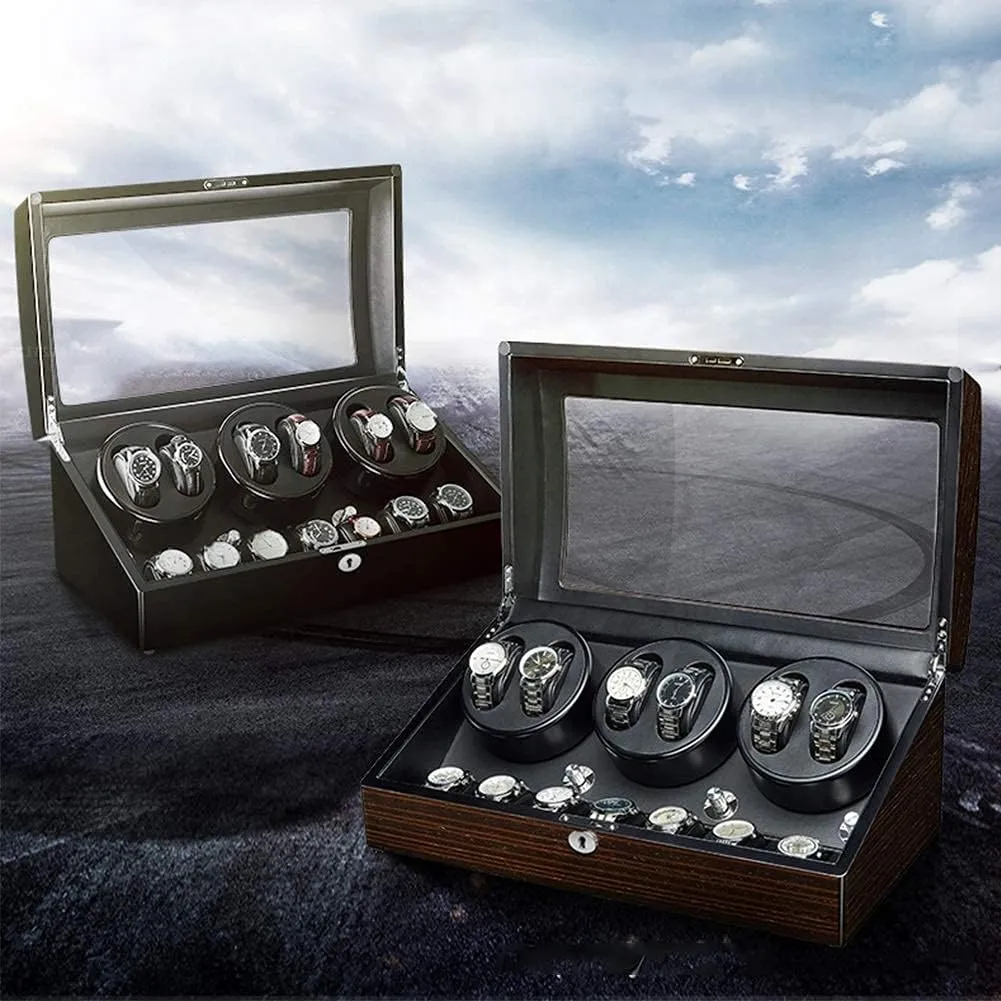 Watch Winder Automatic Watch Winder for 6 Watches   7 Storage Wood Shell Piano Paint Exterior Extremely Silent Motor Large Capacity Watch Winder