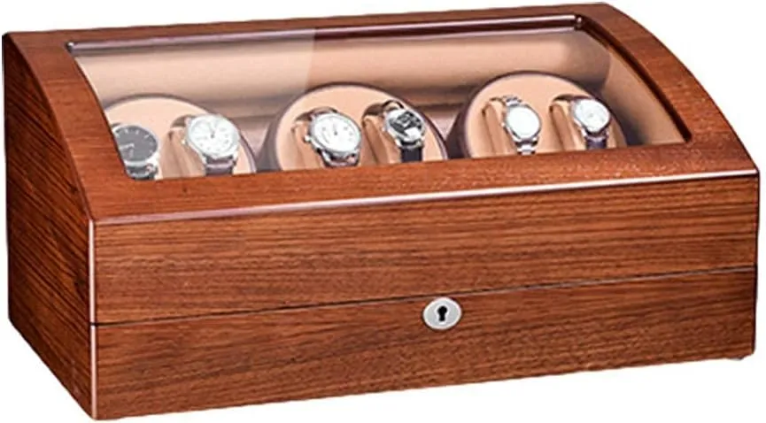 Watch Winder Automatic Watch Winder for 6 Watches   7 Storage Wood Shell Piano Paint Exterior Extremely Silent Motor Large Capacity Watch Winder