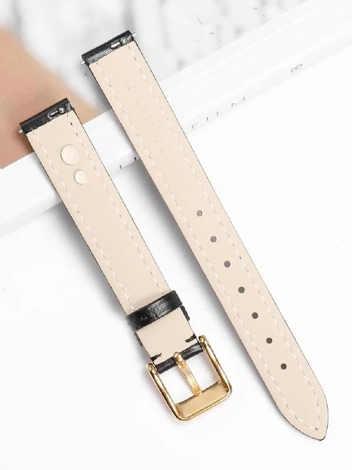 Watchband Genuine Leather with Butterfly Buckle Universal Plain Men and Women Watch Strap 12-22mm