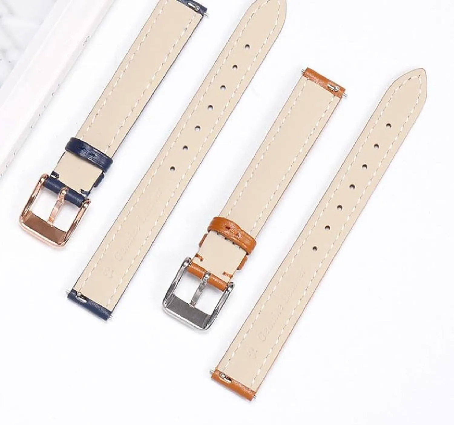 Watchband Genuine Leather with Butterfly Buckle Universal Plain Men and Women Watch Strap 12-22mm