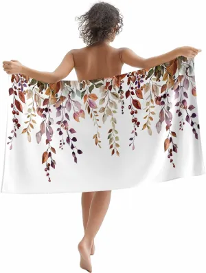 Watercolor Country Leaves Beach Towels Microfiber Sand Free Quick Dry Travel Towels Soft Absorbent Lightweight Farm Fruit Pulp Beach Towel for Men Women Swimming Pool,Vacation,30X60IN
