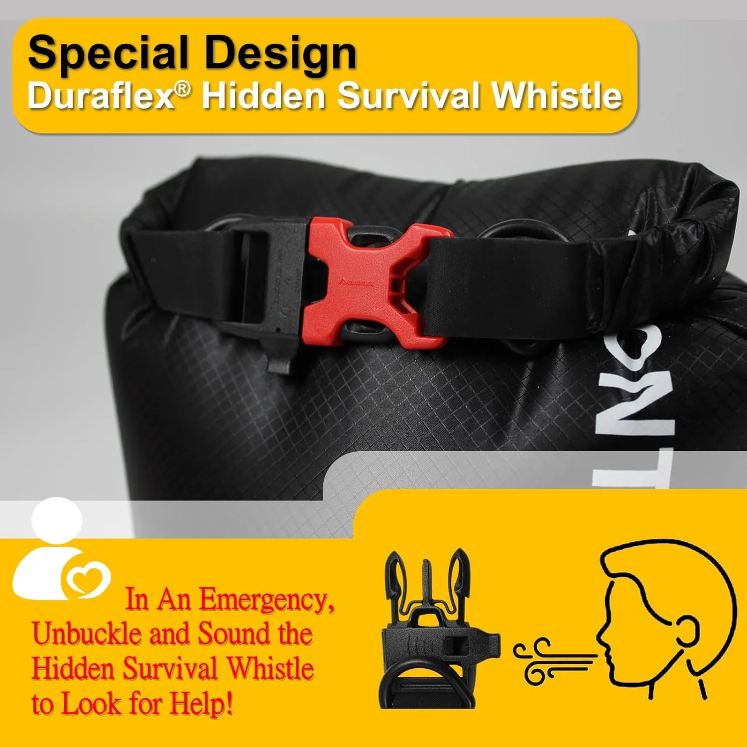 Waterproof Dry Bag with Survival Whistle-Enhanced Tear-resistant CORDURA Fabric-Lightweight Storage Sack for High-Intensity Adventures-Float on Water-Keep Luggage Dry&Organized(10L/Black)