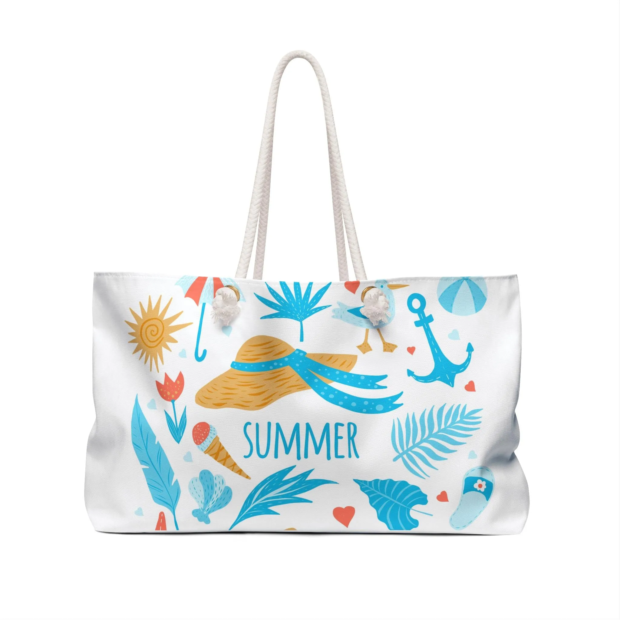 Weekender Tote Bag Summer Fun Print Oversized Lined Beach Tote Beach Trip Bag Travel Duffel Spring Break Vacation Gift