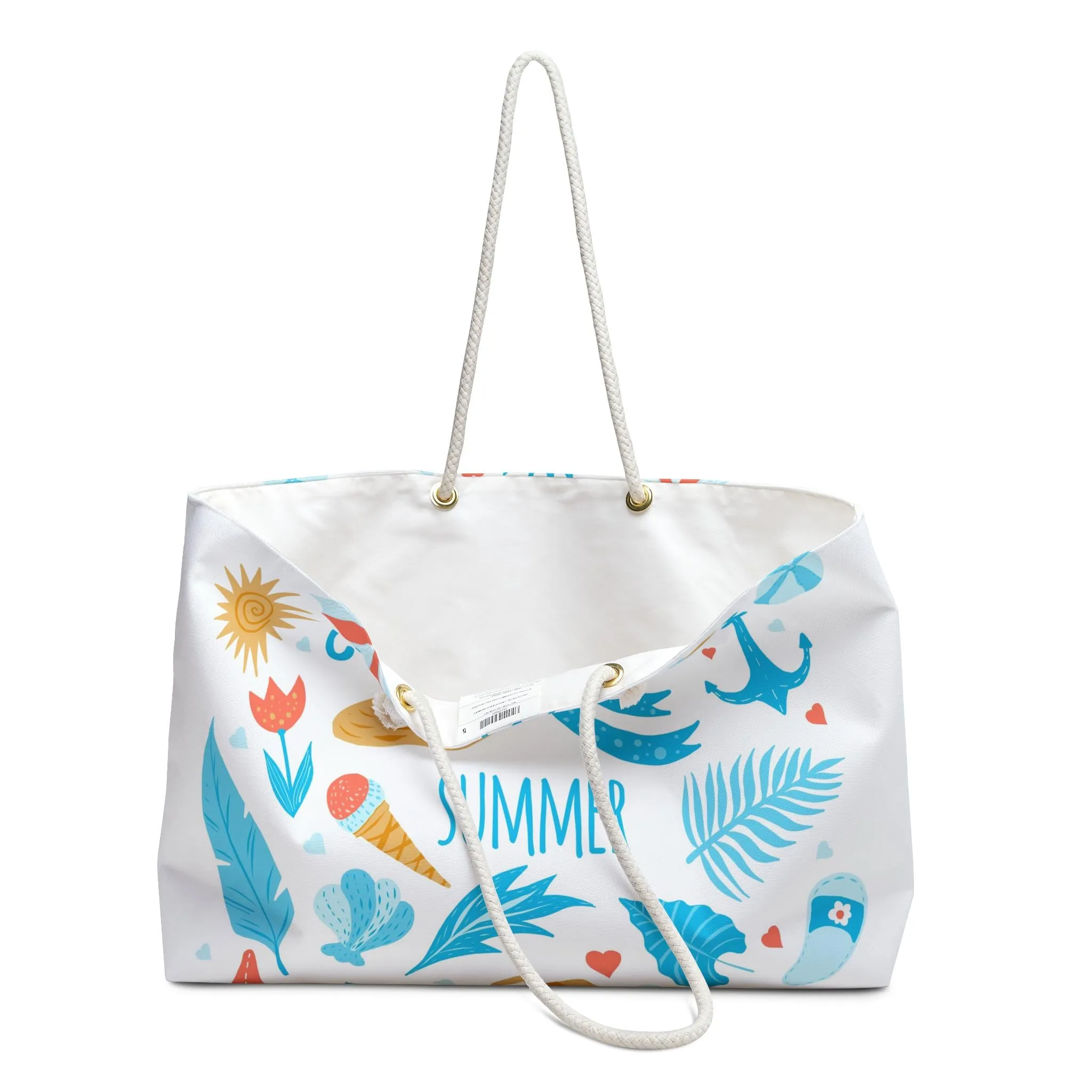 Weekender Tote Bag Summer Fun Print Oversized Lined Beach Tote Beach Trip Bag Travel Duffel Spring Break Vacation Gift