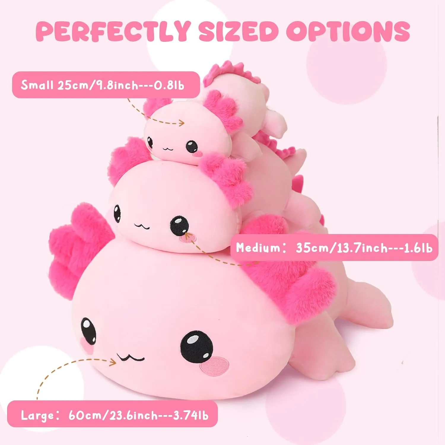 Weighted Stuffed Animals, 3.74 lbs Axoltol Stuffed Animal with Weighted Beads, Cute Plush Toy Pillow Gifts for Adults Kids Boys Girls