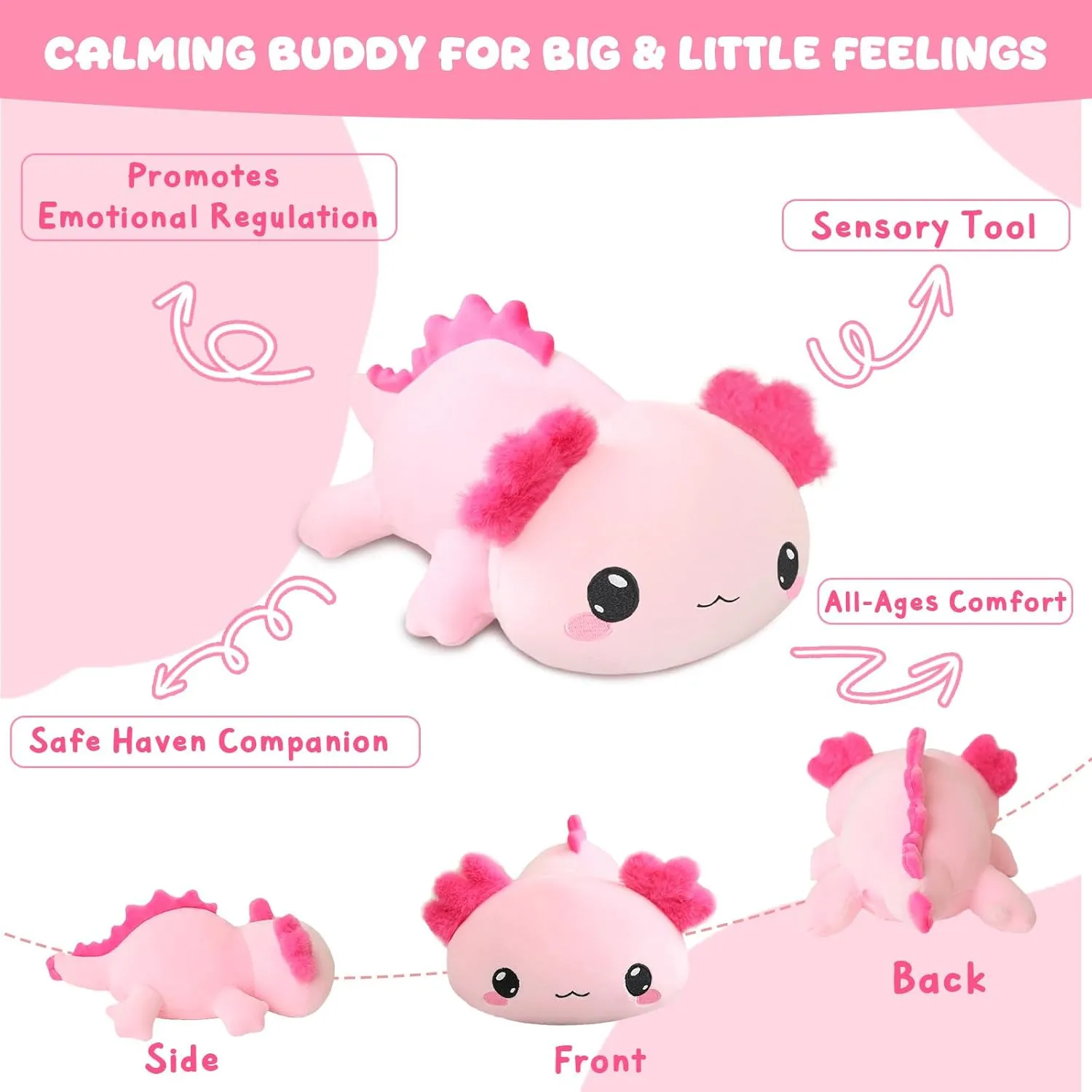 Weighted Stuffed Animals, 3.74 lbs Axoltol Stuffed Animal with Weighted Beads, Cute Plush Toy Pillow Gifts for Adults Kids Boys Girls