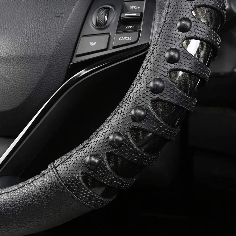 West Llama Customized Auto Car Steering Wheel Cover for Honda Accord CR-V HR-V Pilot Odyssey (Leather Nails-Black -Standard Size)