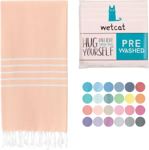 WETCAT Turkish Beach Towel Oversized (38"x71") 100% Turkish Cotton, Made in Turkey - Sand Free, Extra Large, Ultra Soft, Quick Drying, Compact & Lightweight for Travel - Light Coral