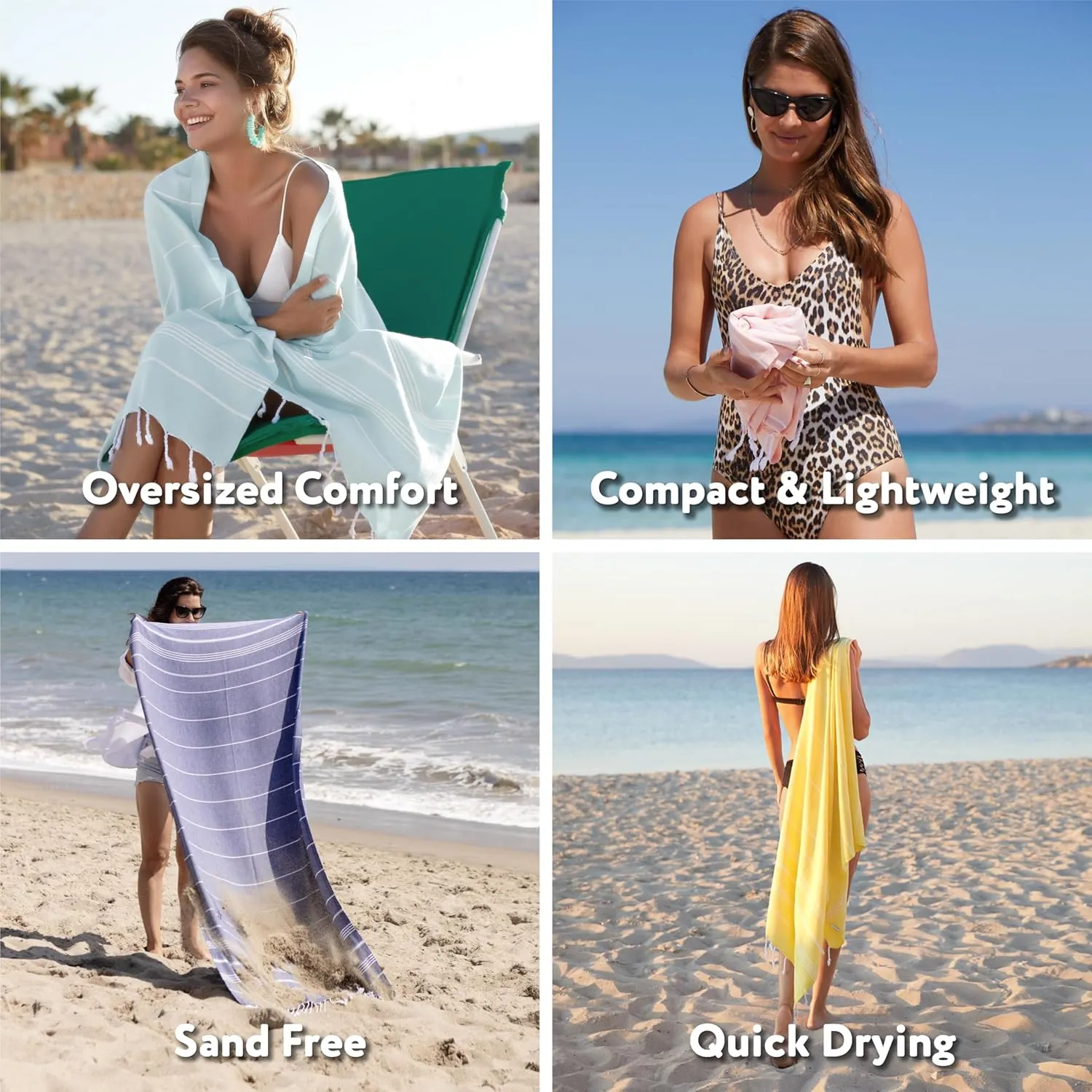 WETCAT Turkish Beach Towel Oversized (38"x71") 100% Turkish Cotton, Made in Turkey - Sand Free, Extra Large, Ultra Soft, Quick Drying, Compact & Lightweight for Travel - Light Coral