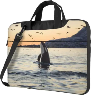 Whale Above Sea Water Printed Laptop Bag Tote Shoulder Briefcase Messenger Bag For Unisex Business Office Work Bag